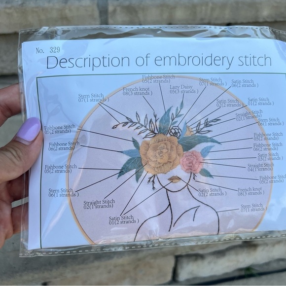 Hand Crafted Other - Female face with flower wrest embroidery kit
